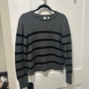 GAP Charcoal and Black Striped Crew Neck Sweater